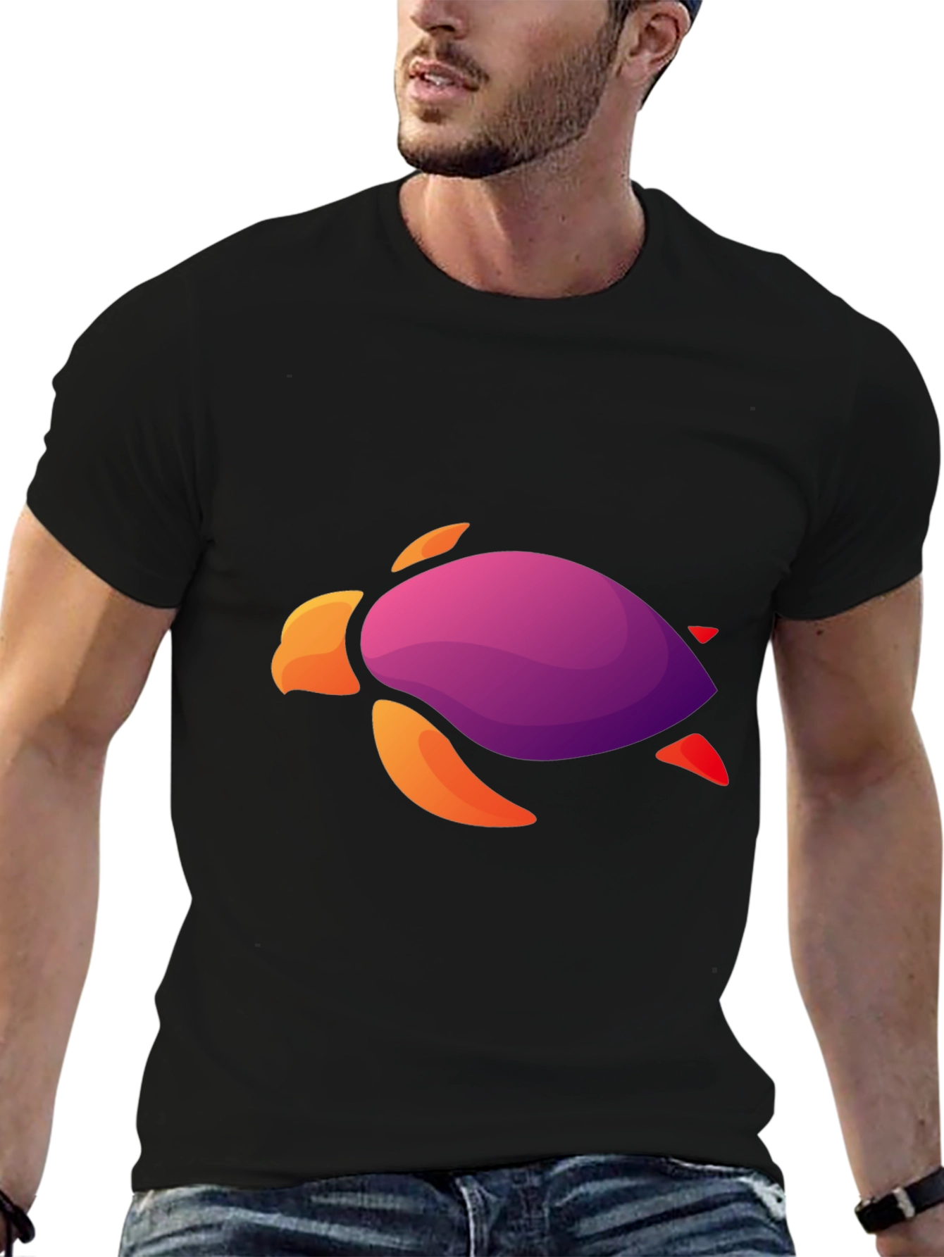 Gradient Turtle Graphic Tee - Cool Casual Style