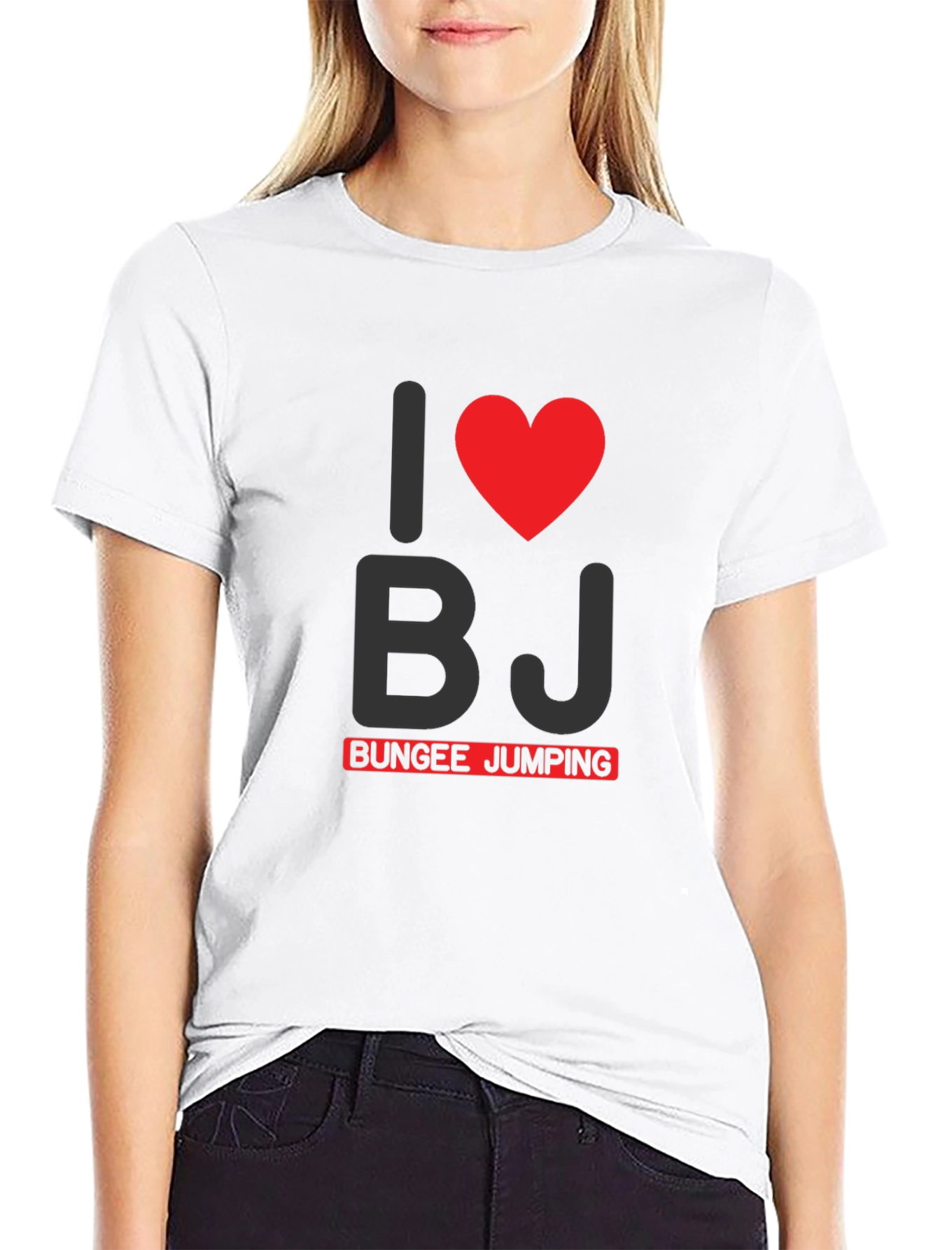 I Heart BJ Bungee Jumping Black Graphic Tee