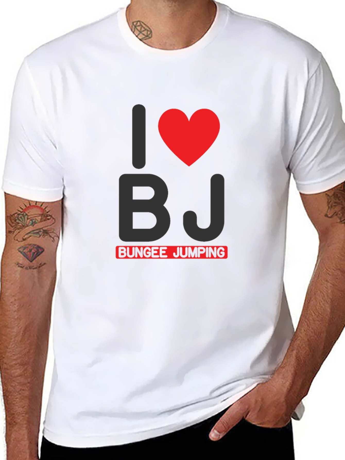 I Heart BJ Bungee Jumping Black Graphic Tee