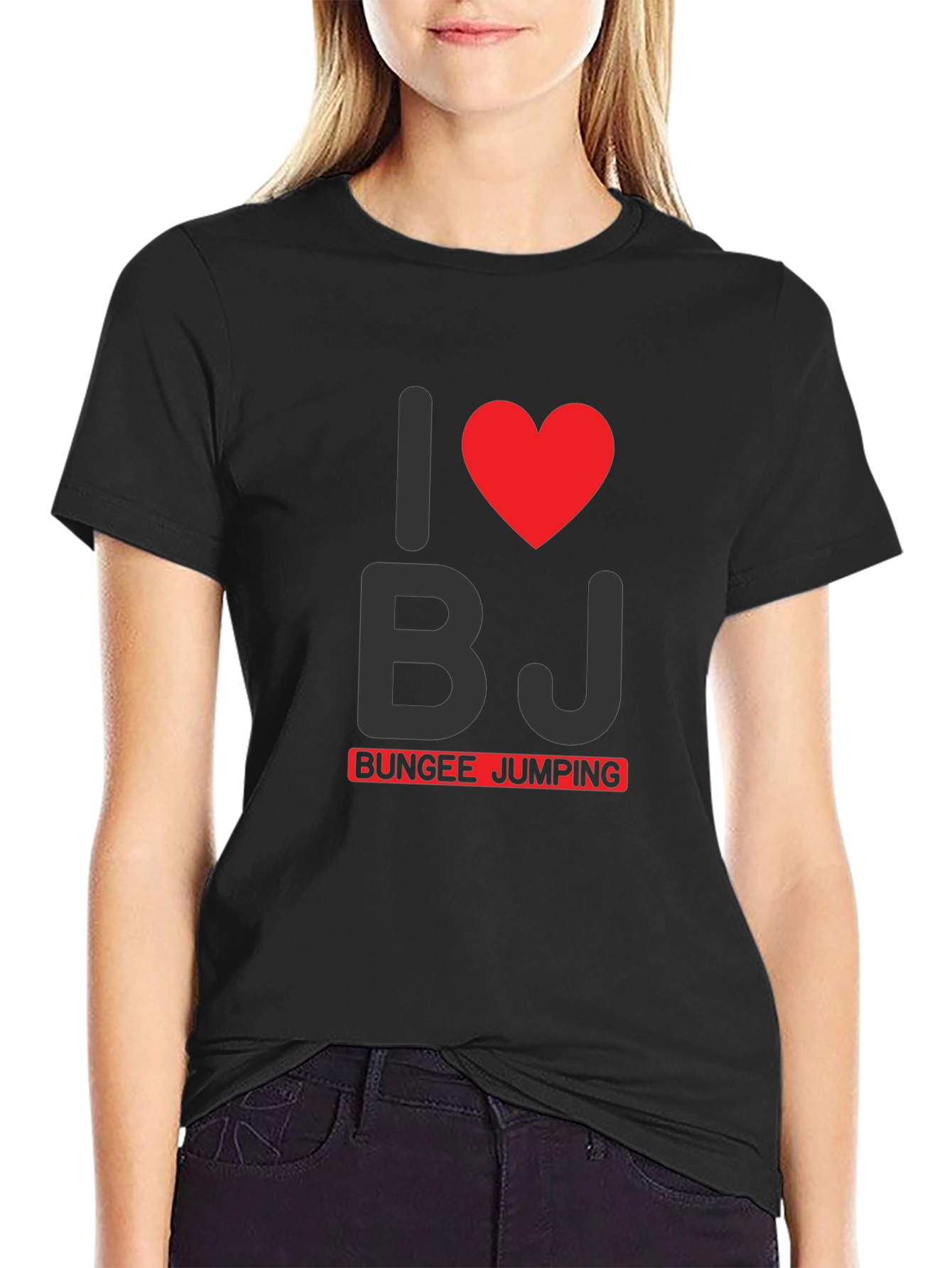 I Heart BJ Bungee Jumping Black Graphic Tee