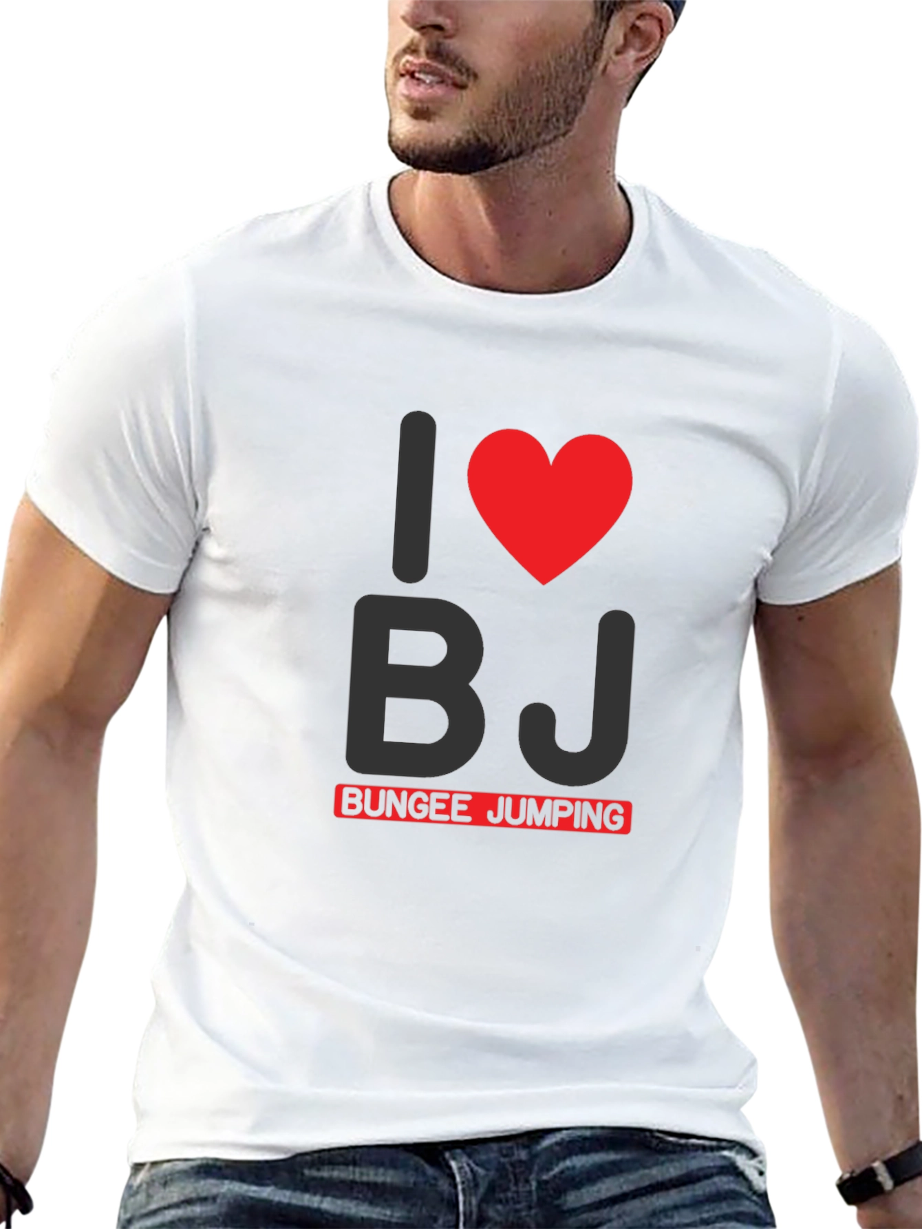 I Heart BJ Bungee Jumping Black Graphic Tee
