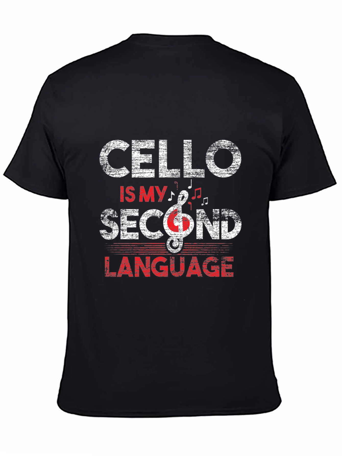 Cello is My Second Language Black T-Shirt