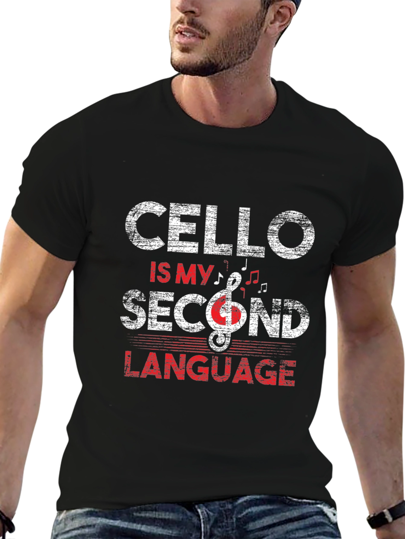 Cello is My Second Language Black T-Shirt