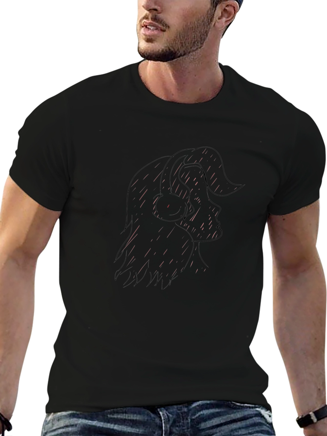 Silhouette Headphones Graphic T-Shirt - Black