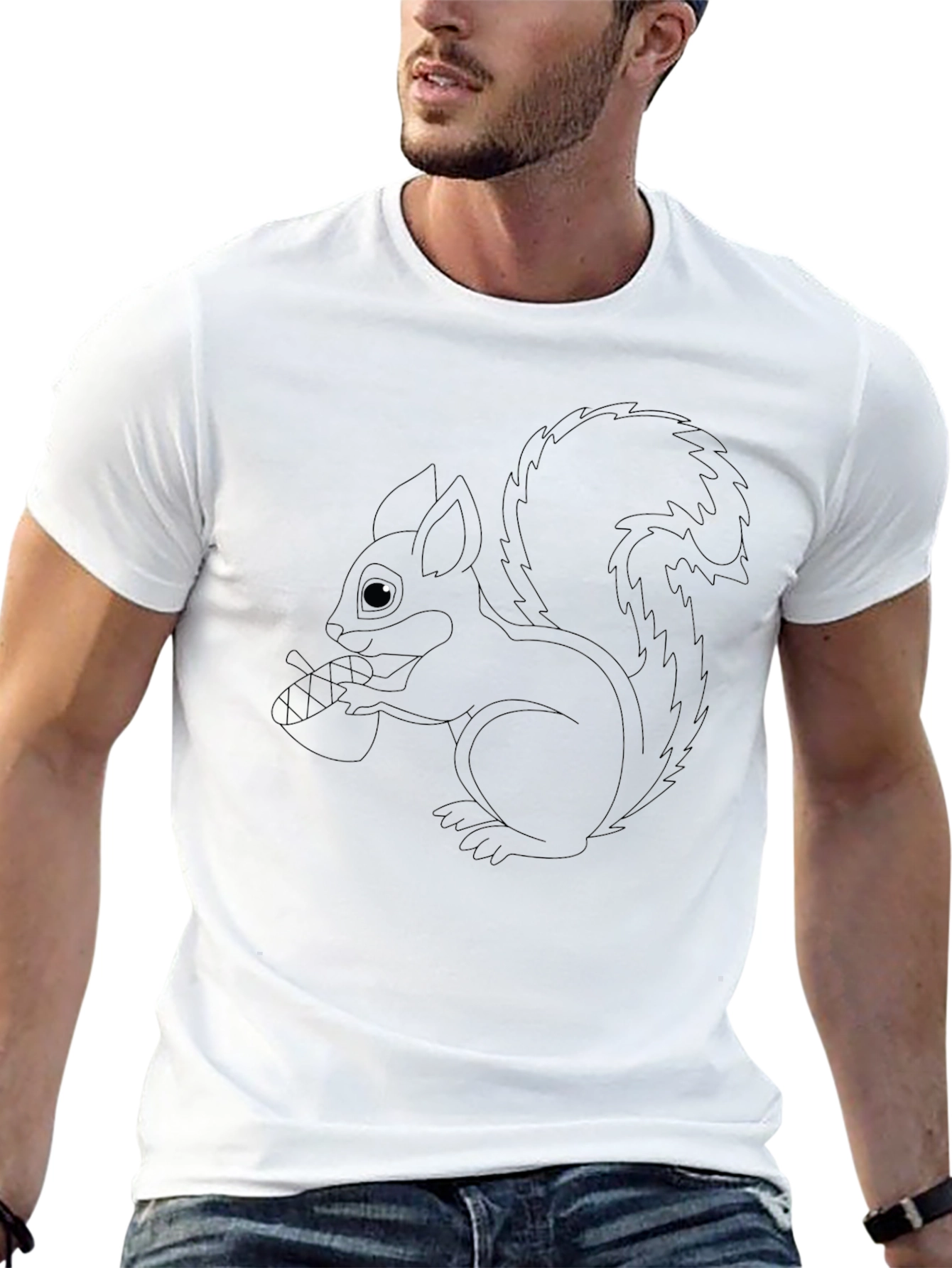 Squirrel Graphic Tee - Black Cotton Blend