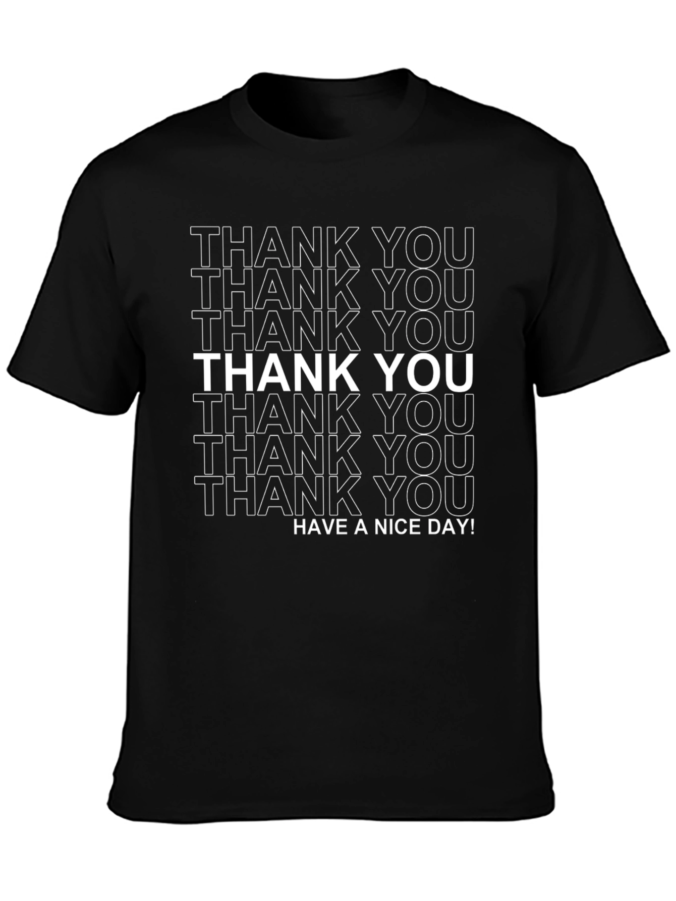 Thank You Graphic Print T-Shirt - Black