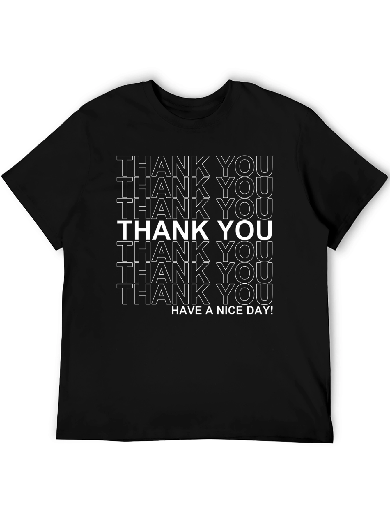 Thank You Graphic Print T-Shirt - Black