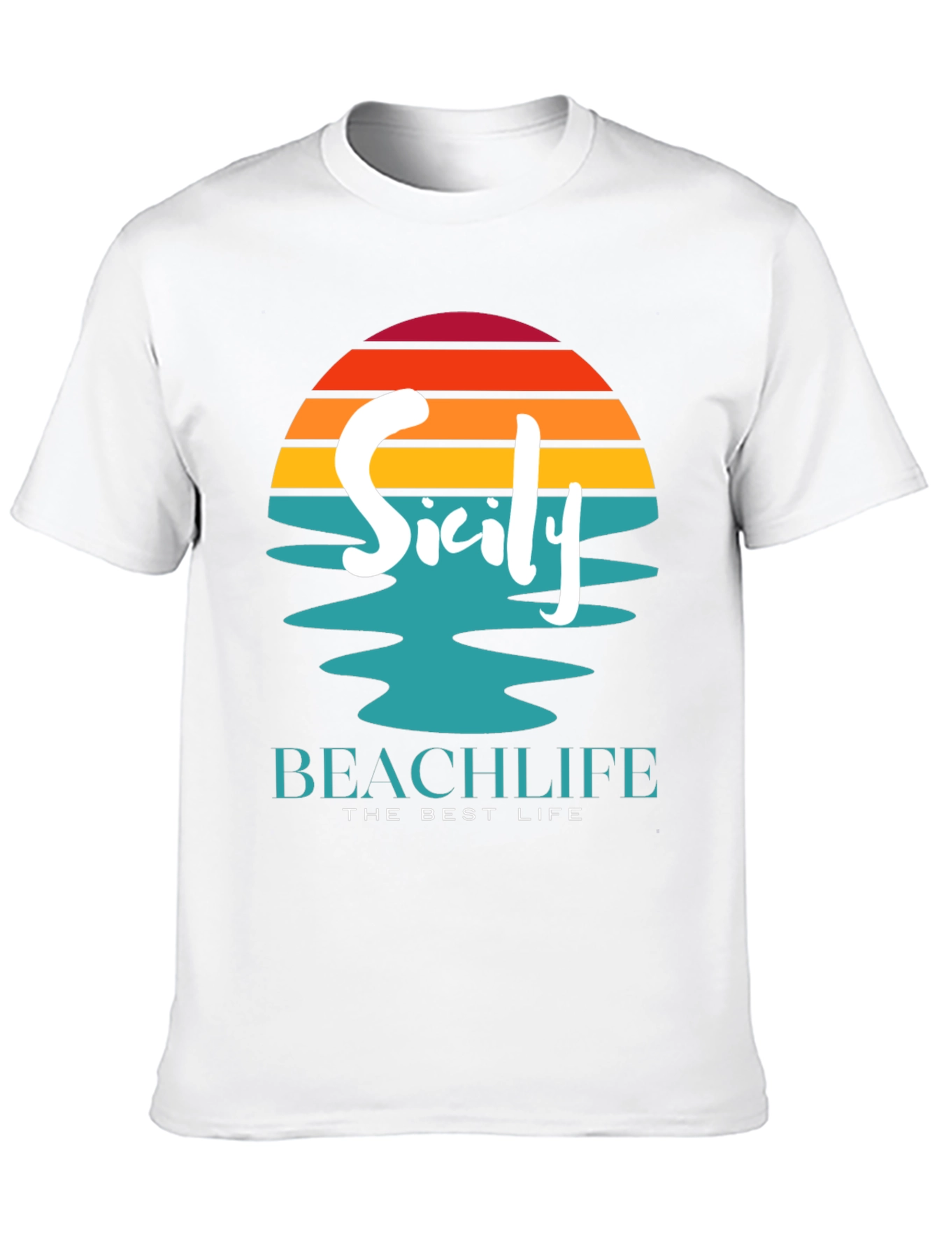 Sicily Beach Life Black T-Shirt