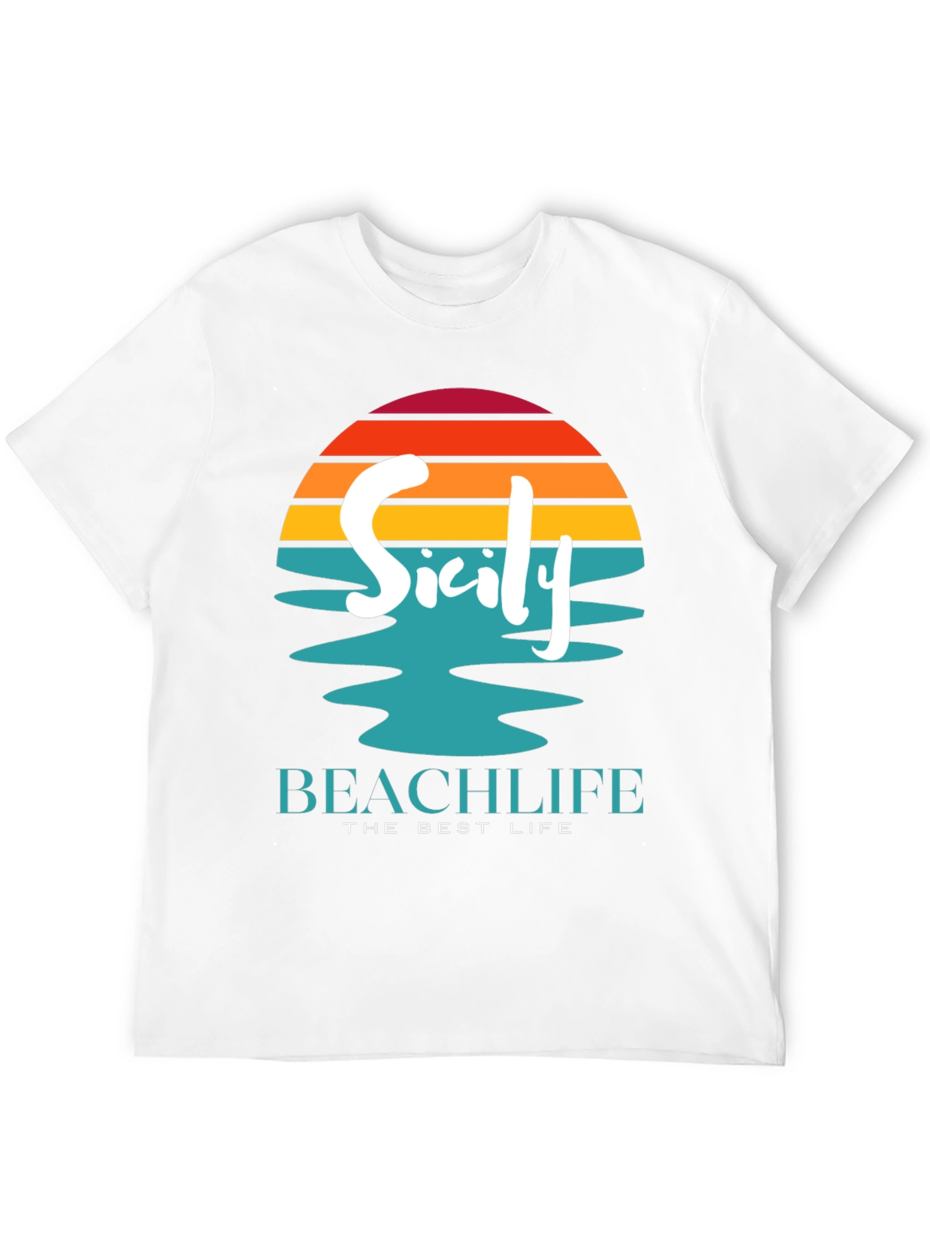 Sicily Beach Life Black T-Shirt