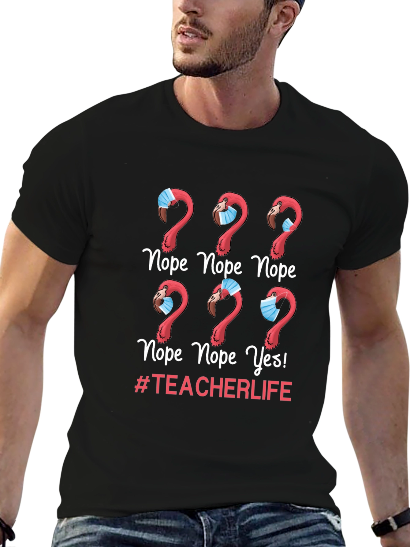 Nope Teacher Life Flamingo Graphic Tee