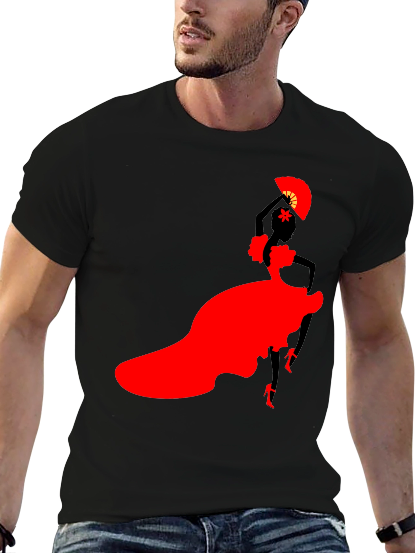 Flamenco Dancer Graphic Tee - Stylish Silhouette Shirt