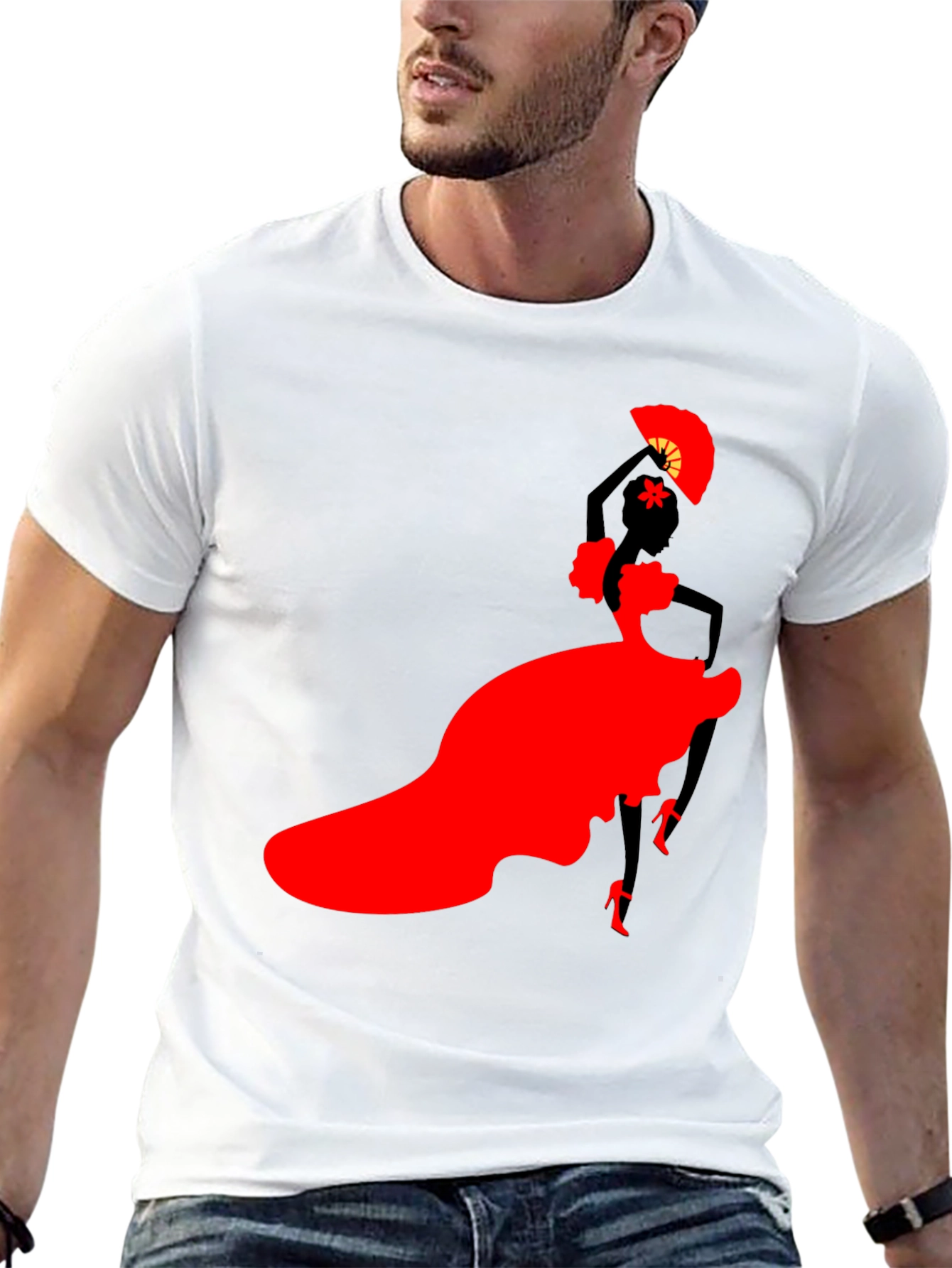 Flamenco Dancer Graphic Tee - Stylish Silhouette Shirt