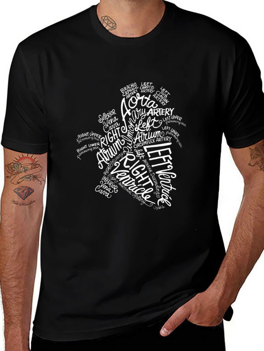 Anatomical Heart Word Art T-Shirt - Medical Anatomy Tee