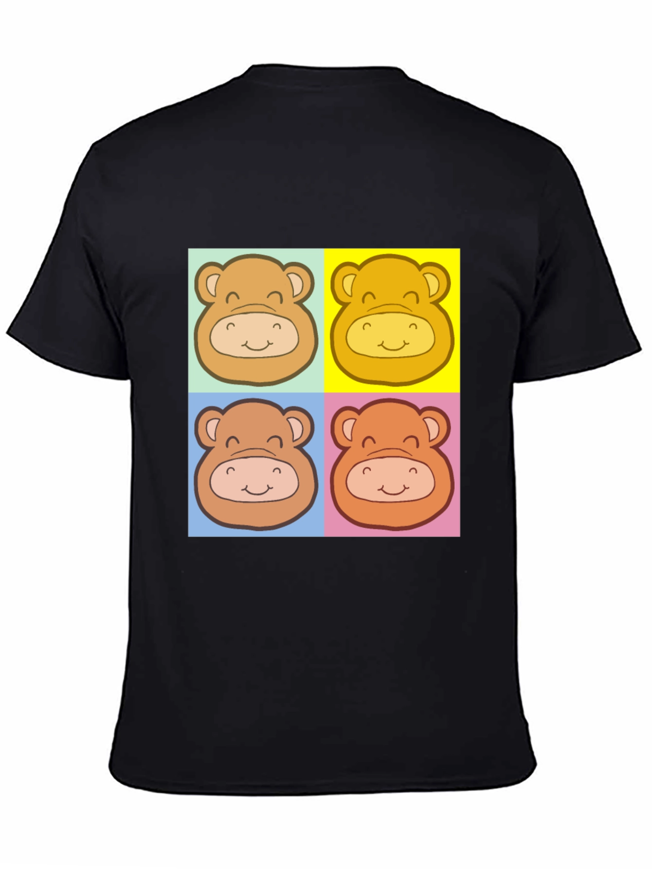 Cute Bear Graphic Black T-Shirt