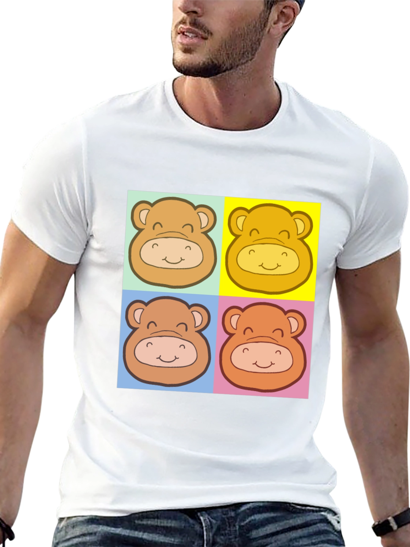 Cute Bear Graphic Black T-Shirt