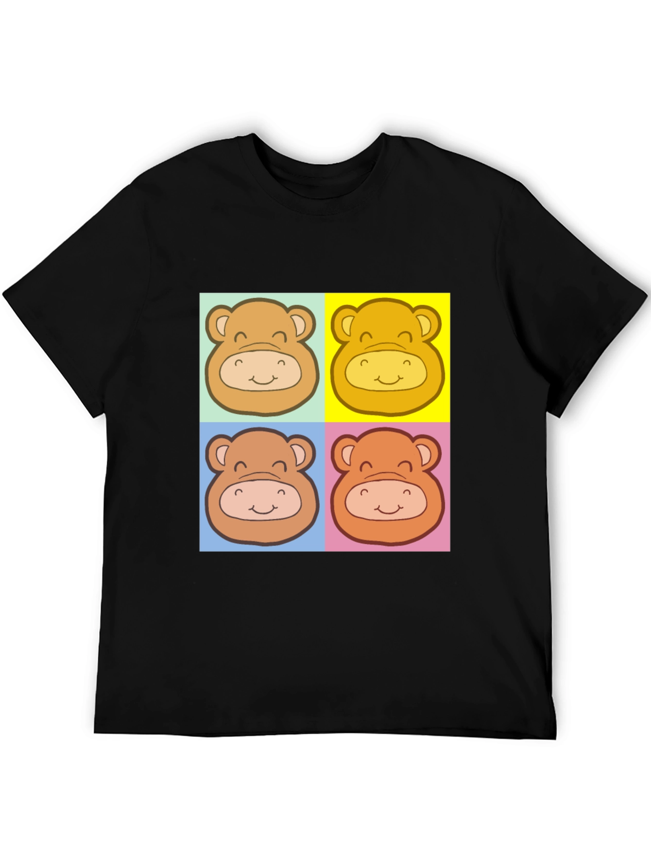 Cute Bear Graphic Black T-Shirt