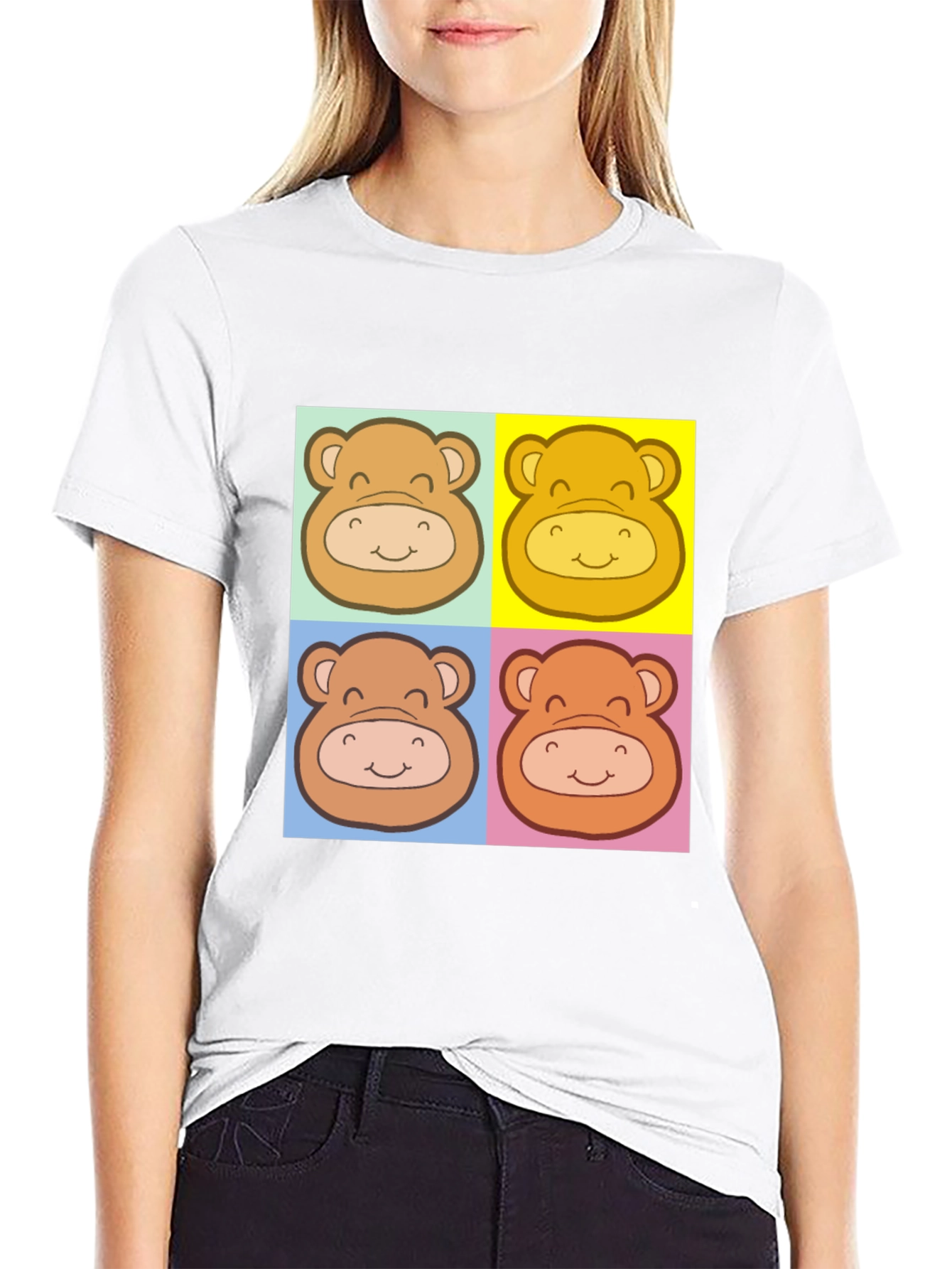 Cute Bear Graphic Black T-Shirt