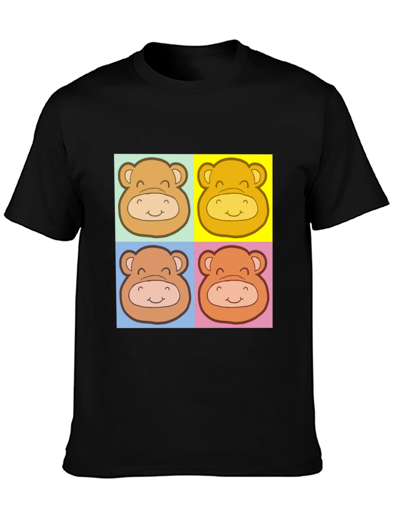 Cute Bear Graphic Black T-Shirt