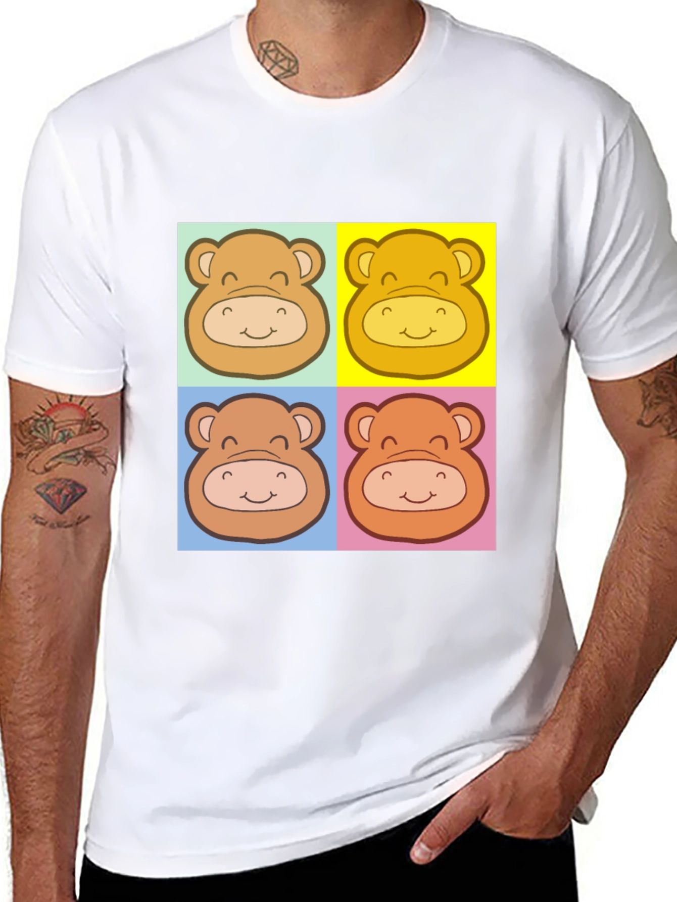 Cute Bear Graphic Black T-Shirt