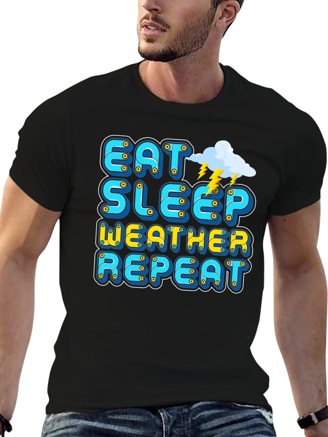 Eat Sleep Weather Repeat Graphic Tee