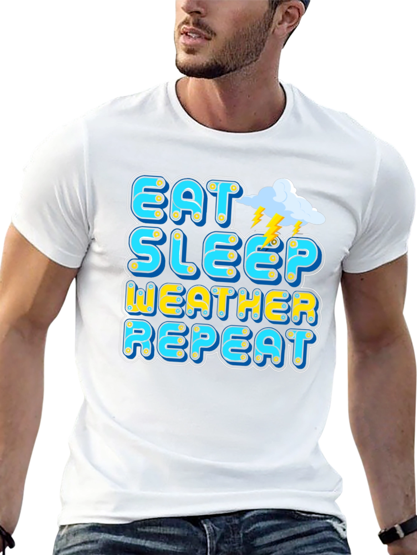 Eat Sleep Weather Repeat Graphic Tee