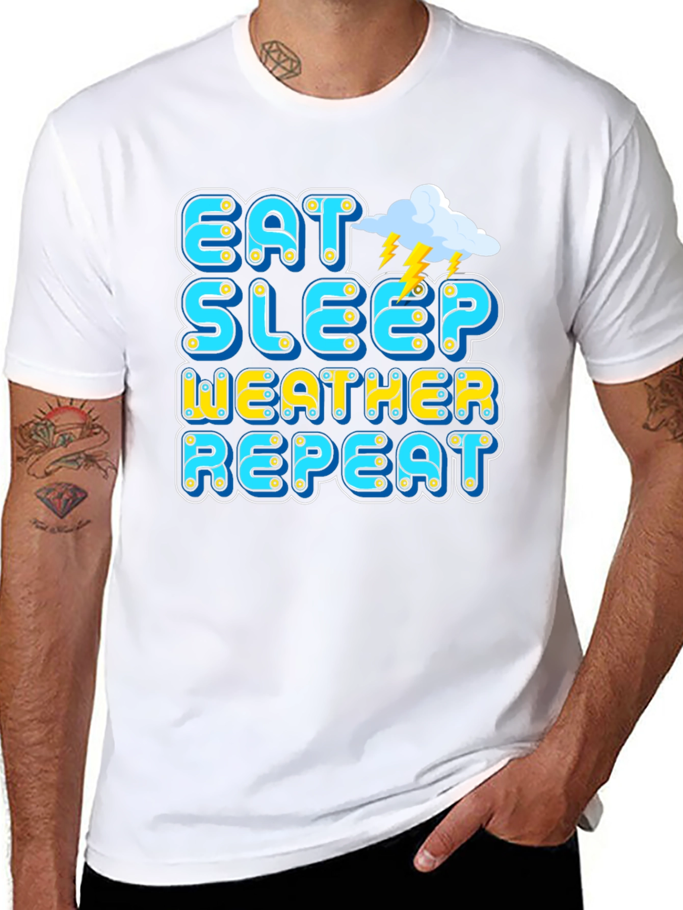 Eat Sleep Weather Repeat Graphic Tee