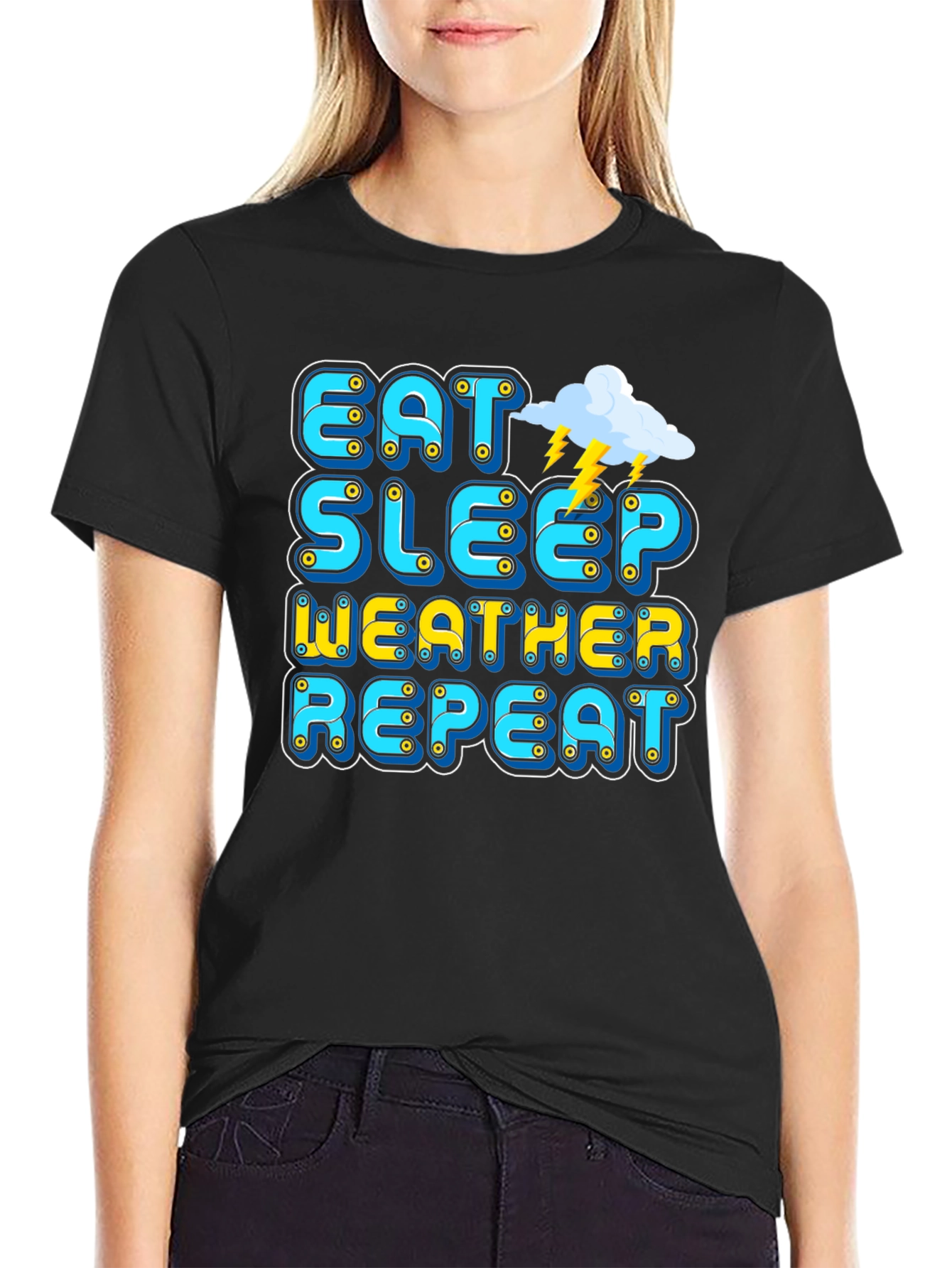 Eat Sleep Weather Repeat Graphic Tee