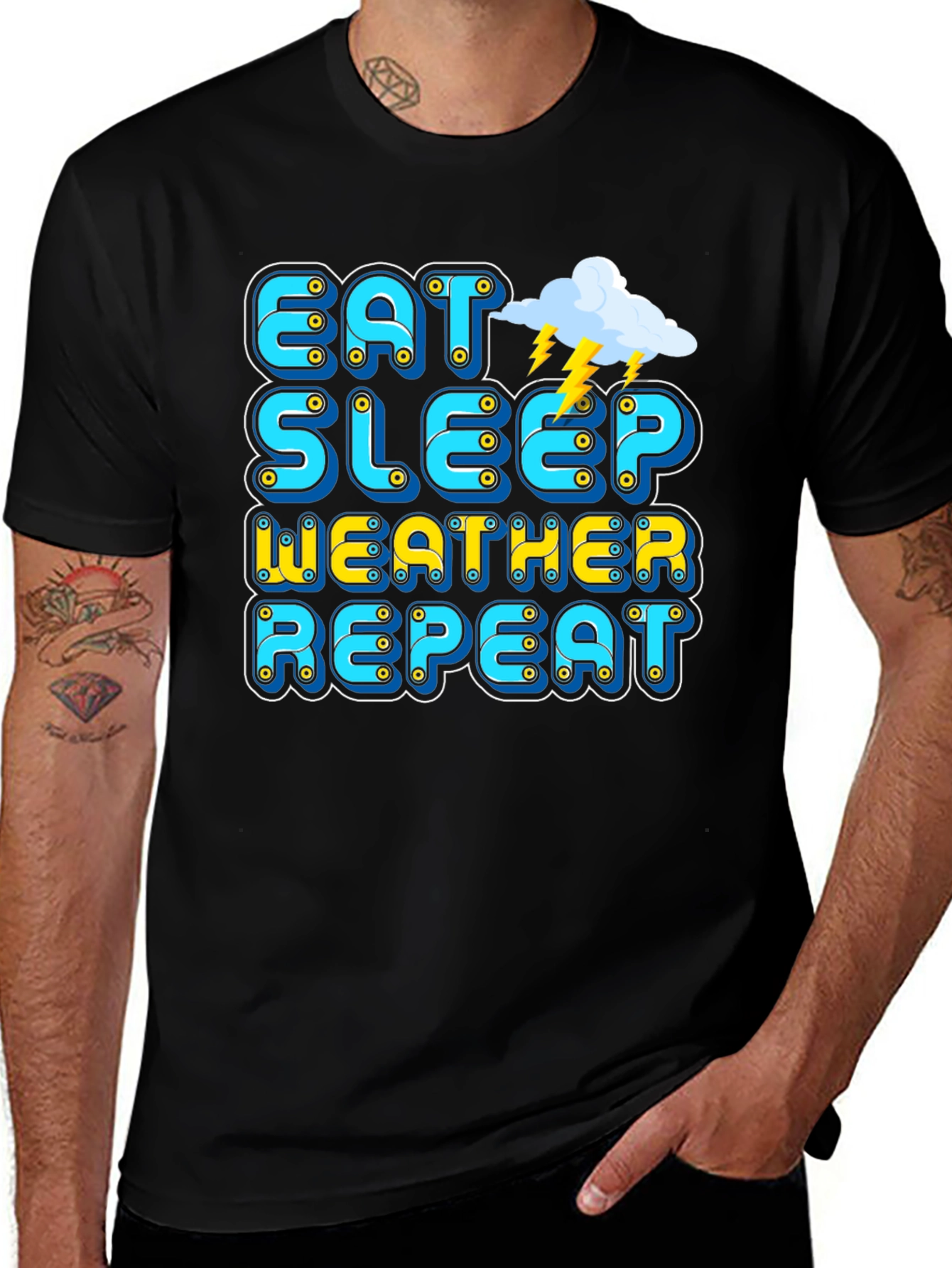 Eat Sleep Weather Repeat Graphic Tee