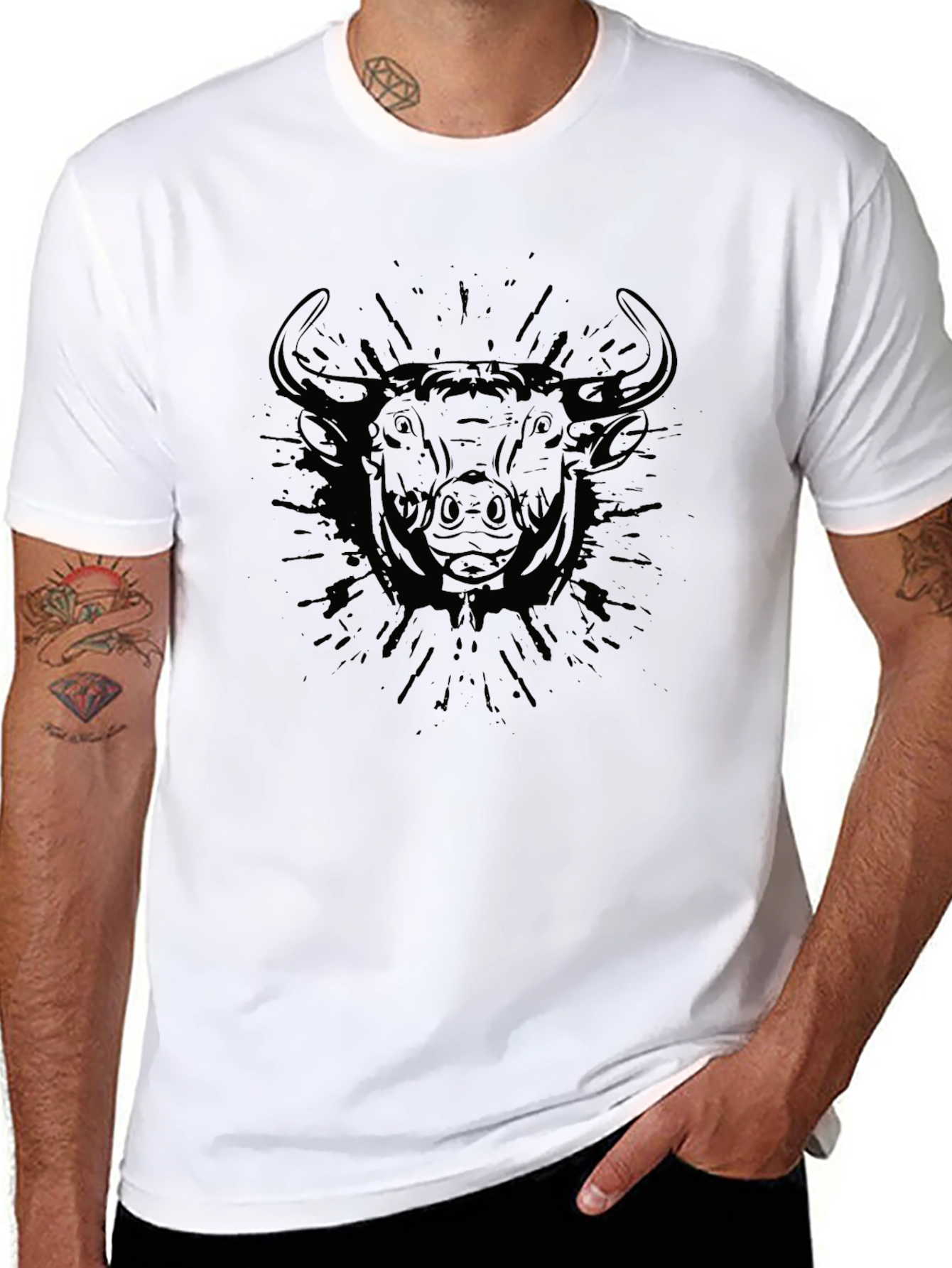 Black Bull Graphic Tee - Mens Stylish Casual T-Shirt