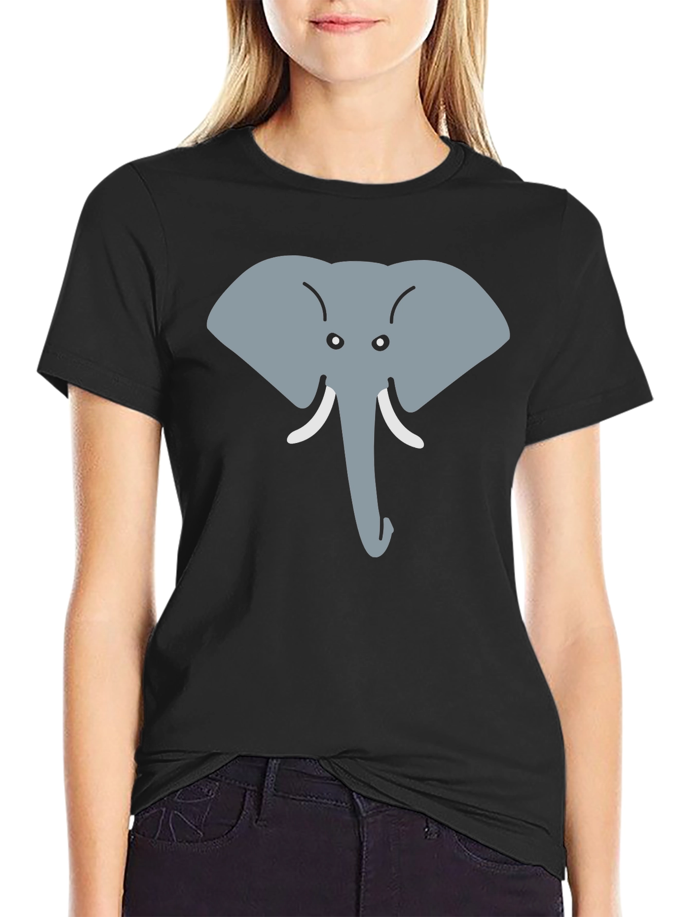 Elephant Face Graphic Tee - Cute Animal Design