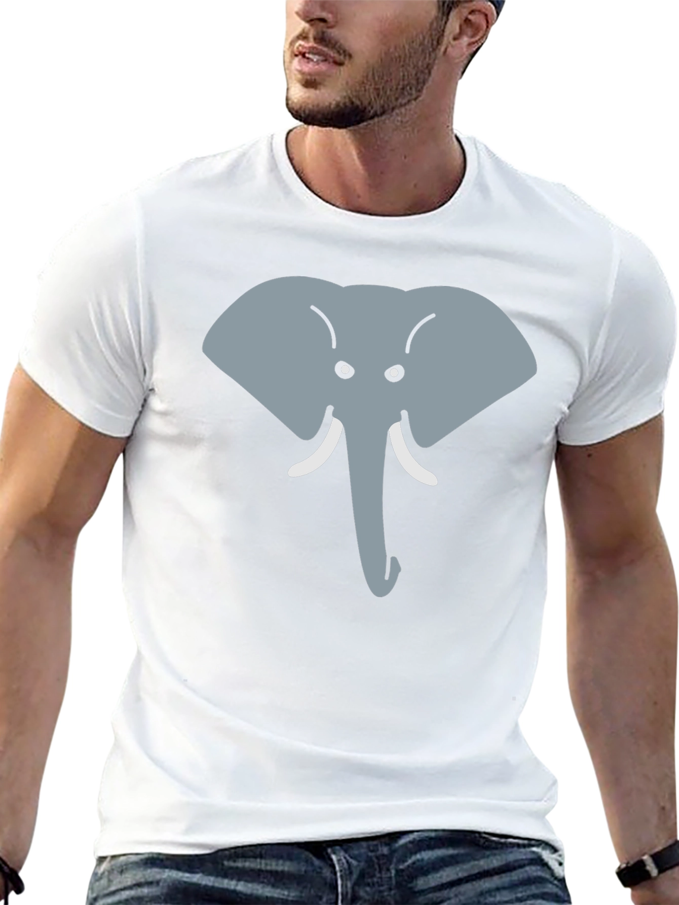 Elephant Face Graphic Tee - Cute Animal Design
