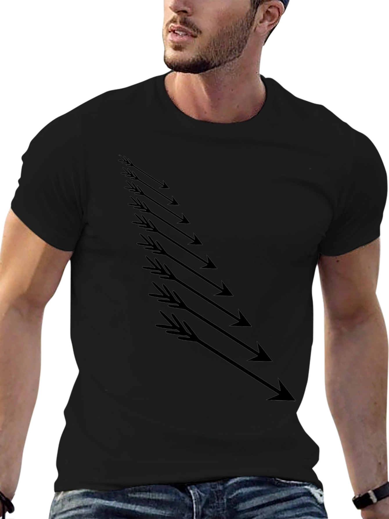 Mens Black Arrow Graphic T-Shirt