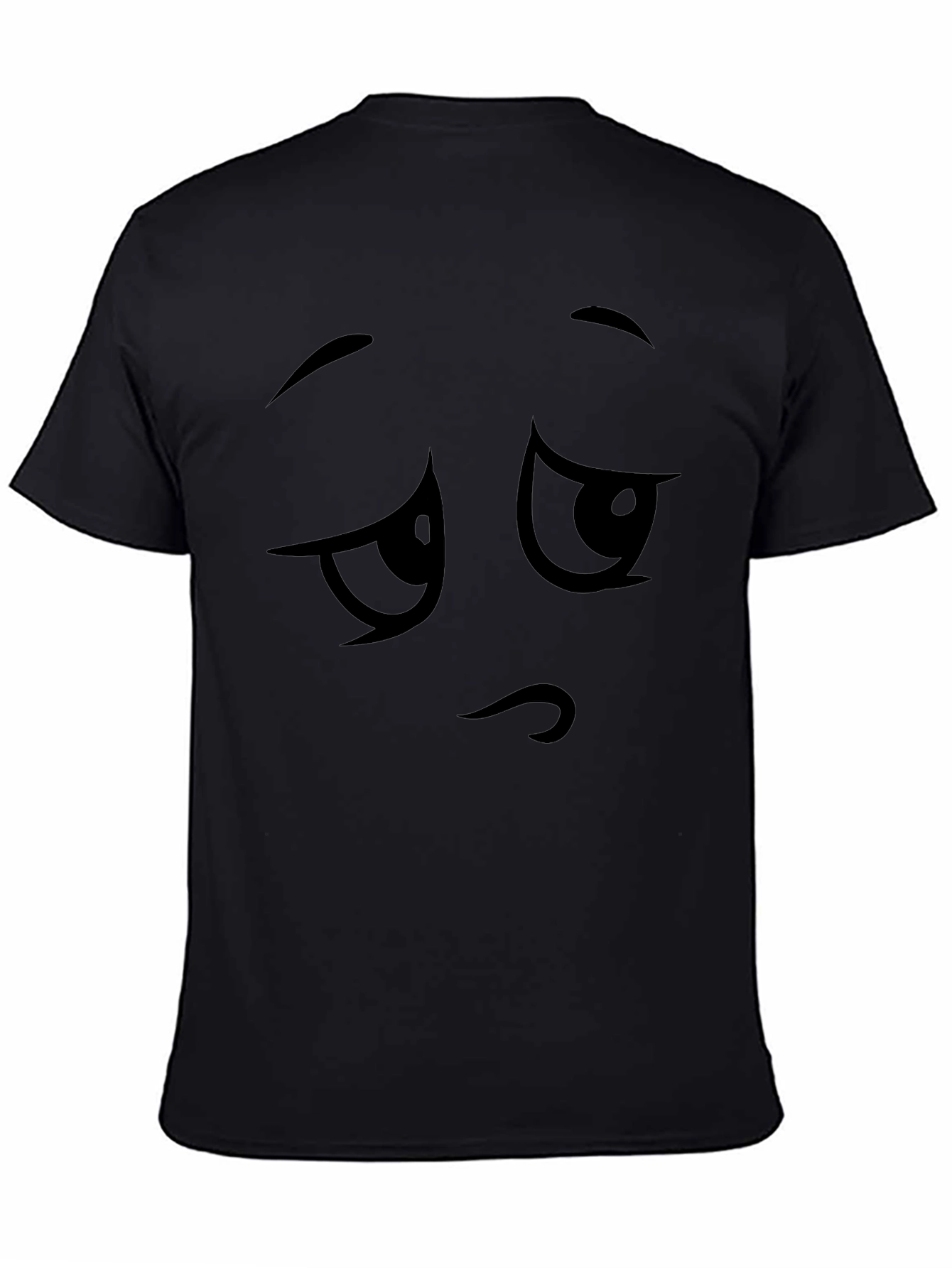 Sad Face Graphic Tee - Black Cotton T-Shirt