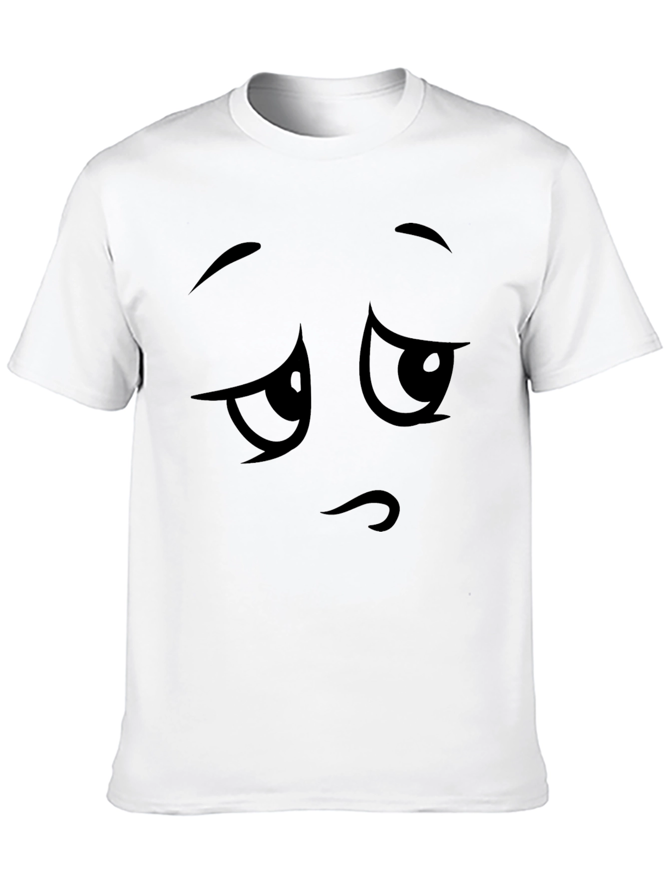 Sad Face Graphic Tee - Black Cotton T-Shirt