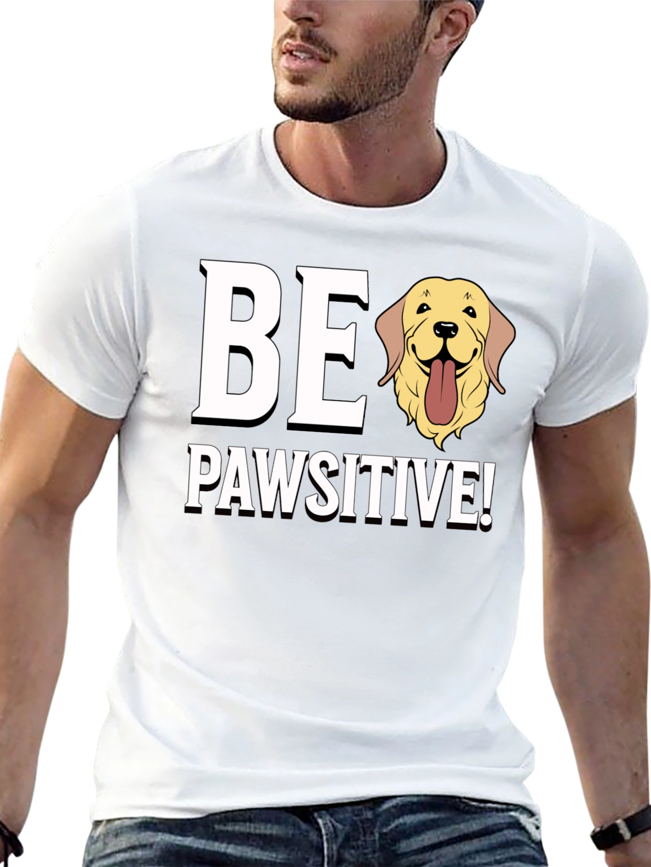Be Pawsitive Golden Retriever Dog Graphic T-Shirt
