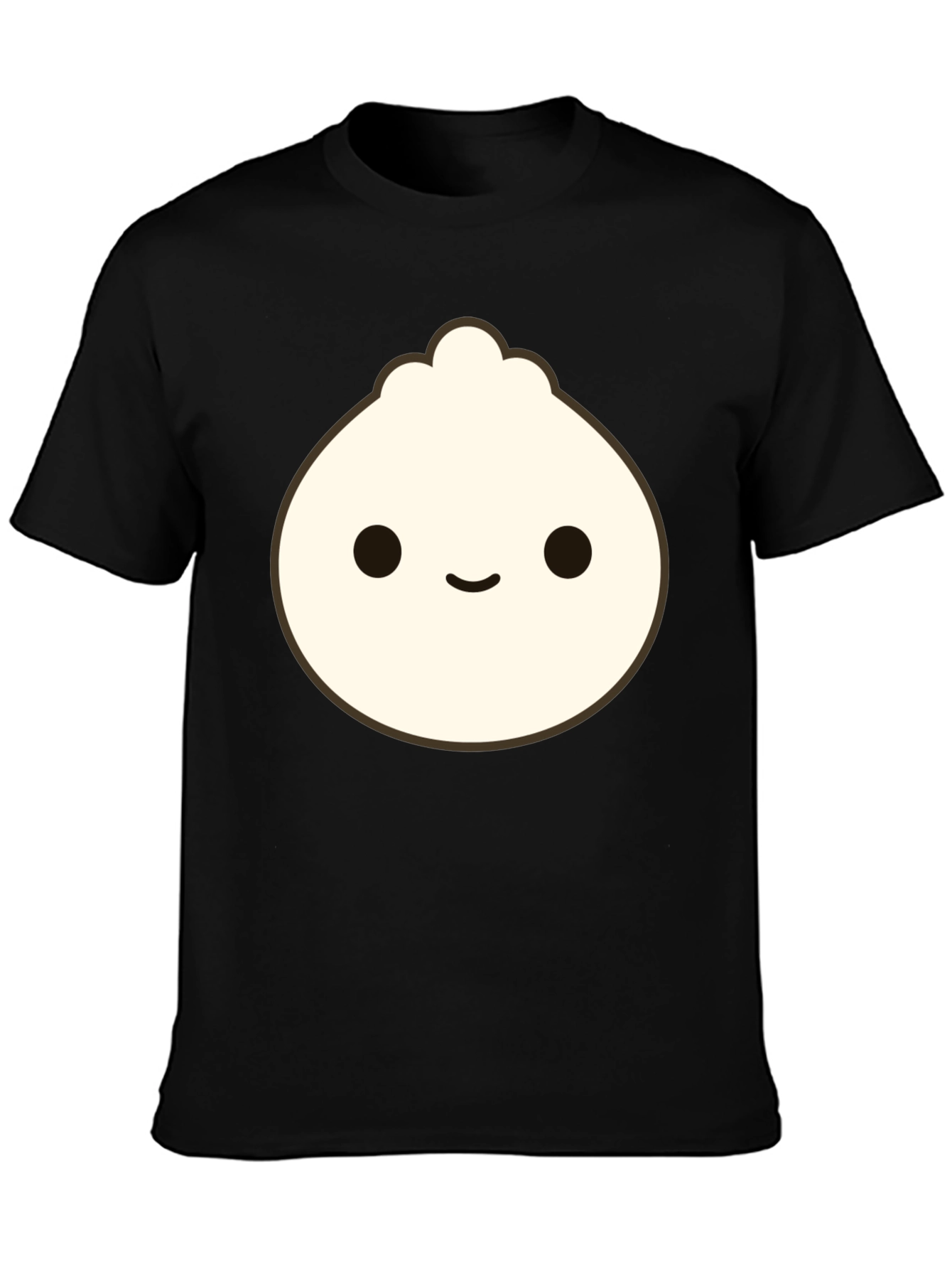 Cute Dumpling Graphic Tee - Black Cotton T-Shirt