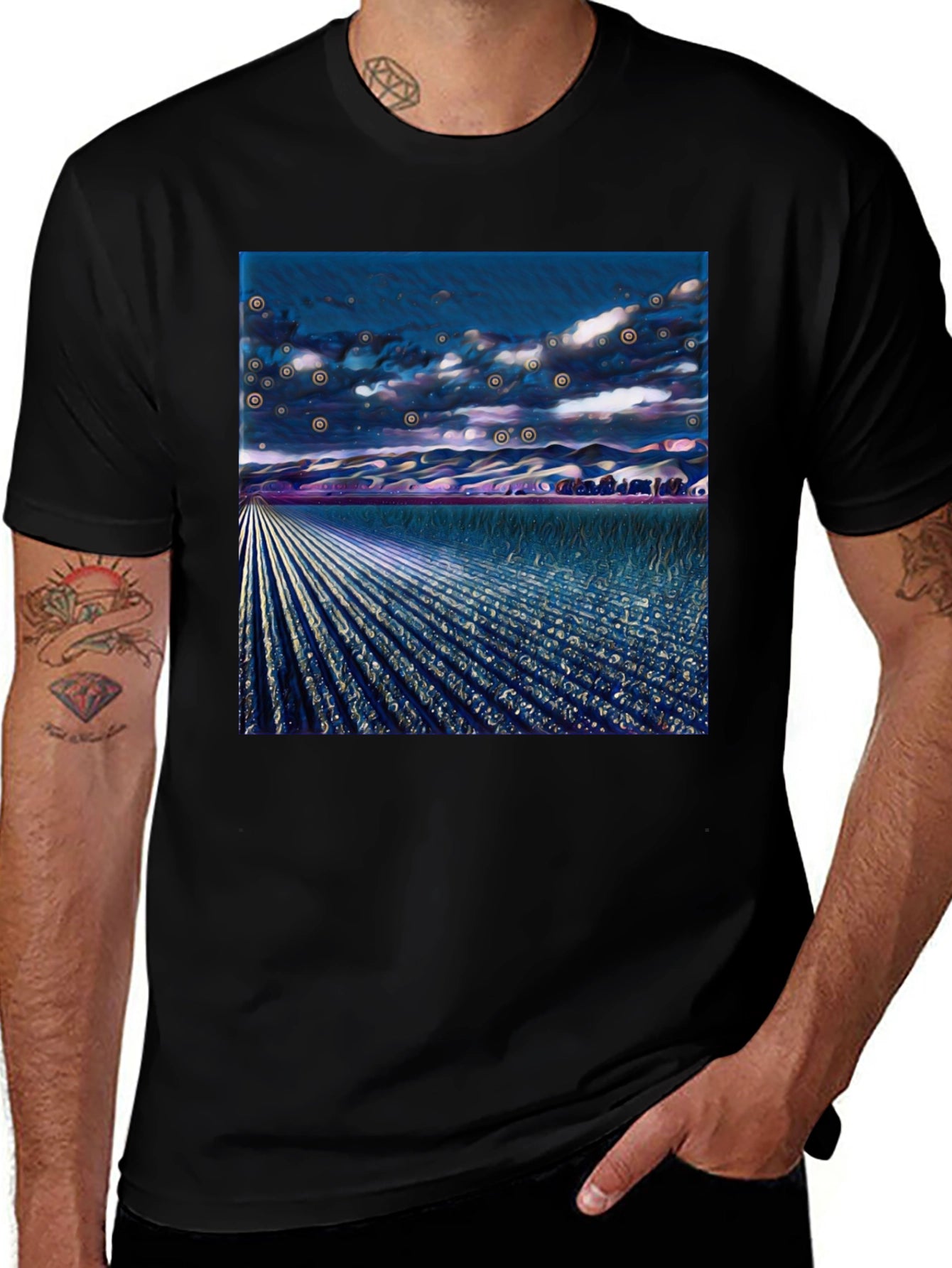 Surreal Field Graphic Tee - Modern Art Shirt