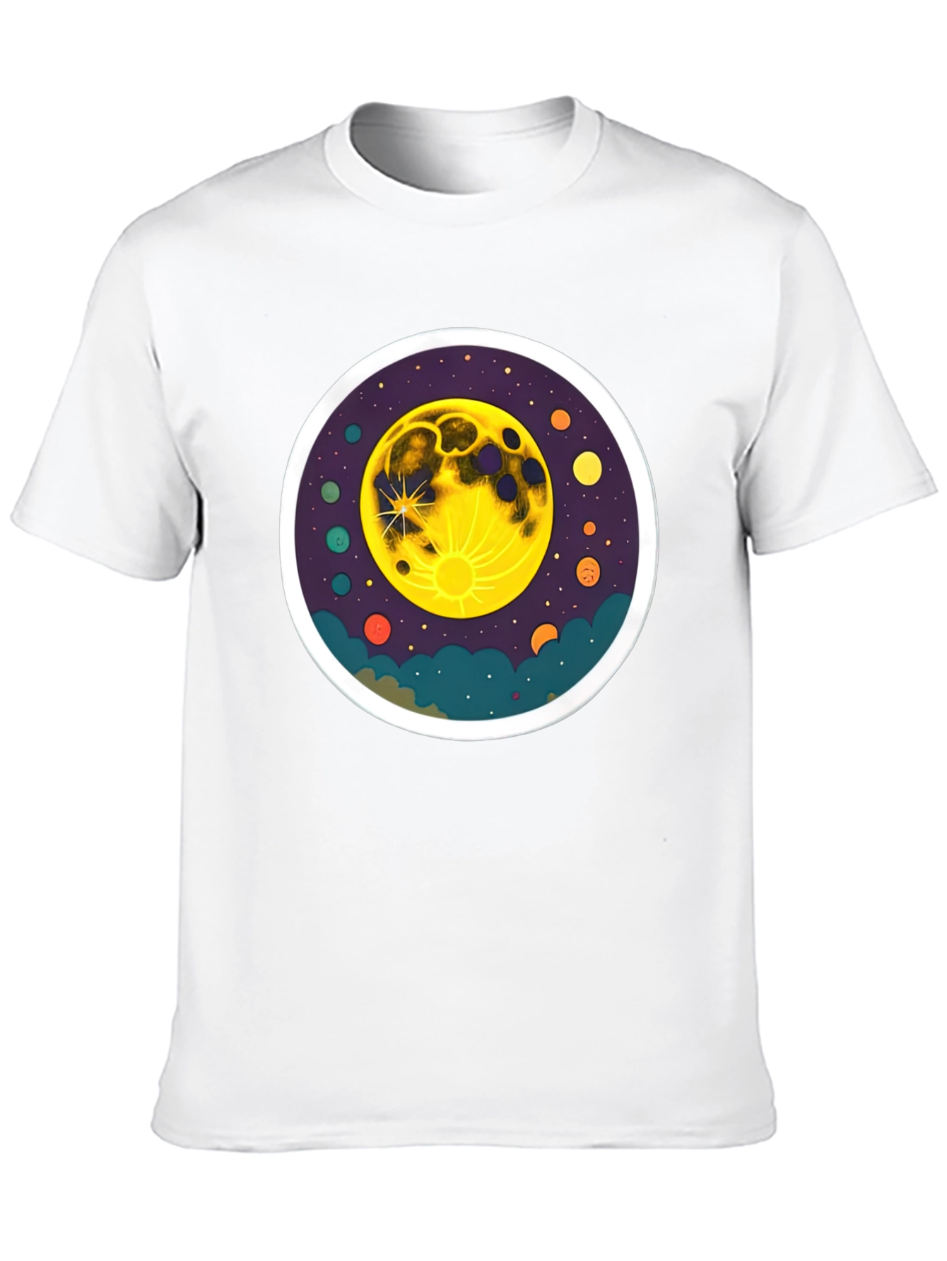 Cosmic Moon Graphic Tee - Black Cotton T-Shirt