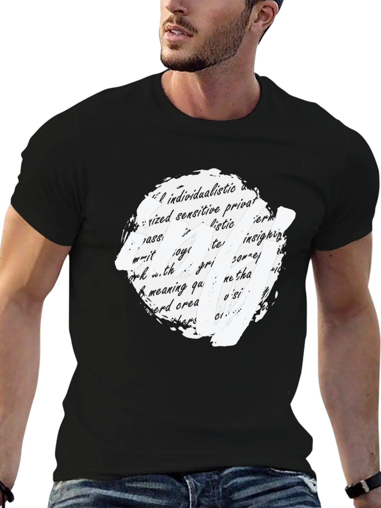 Abstract Text Art Black T-Shirt