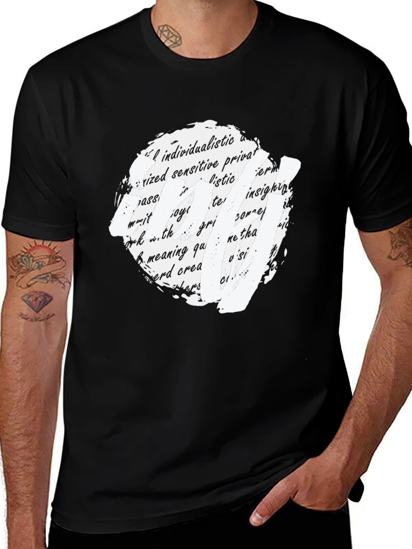 Abstract Text Art Black T-Shirt
