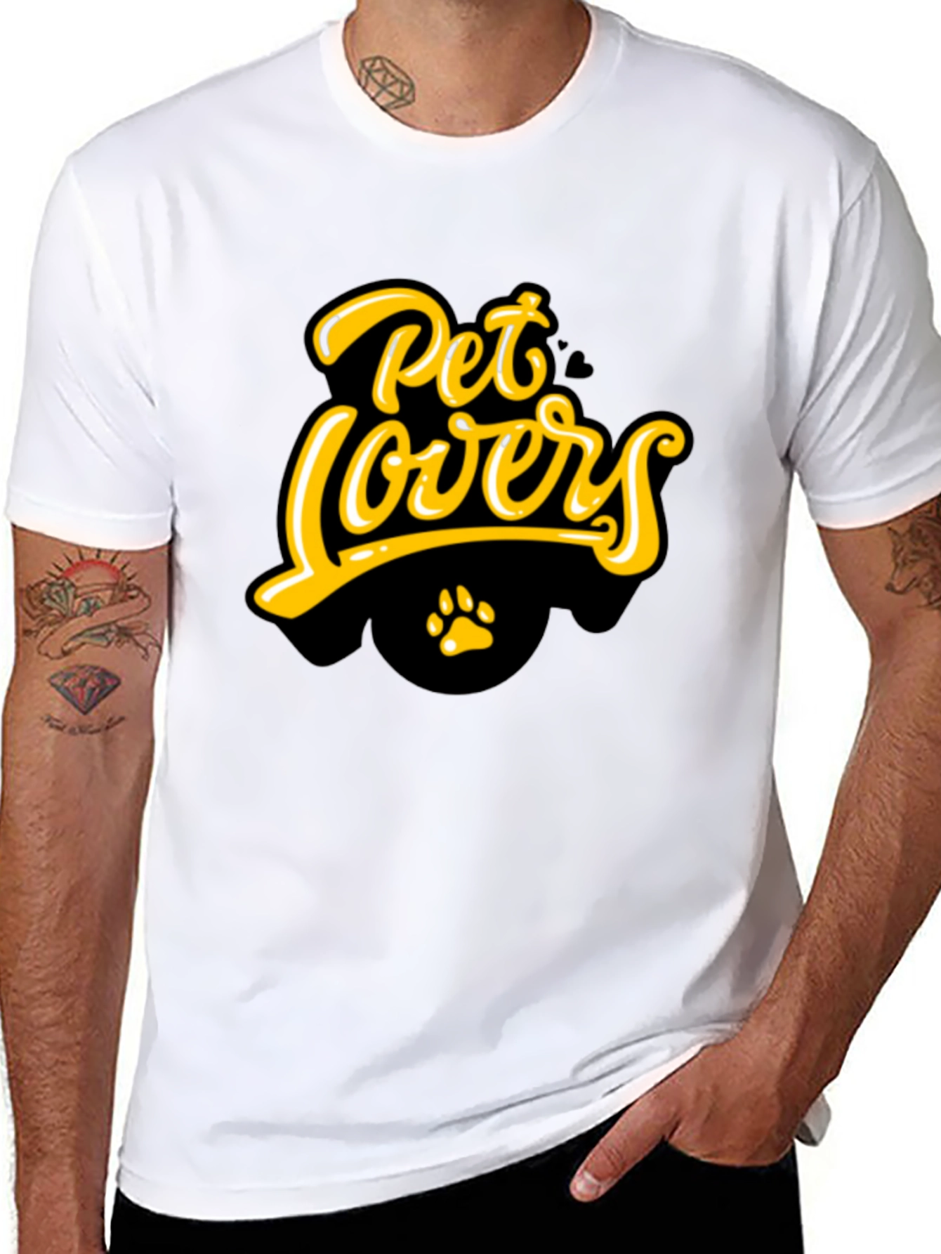 Pet Lovers T-Shirt - Black Paw Print