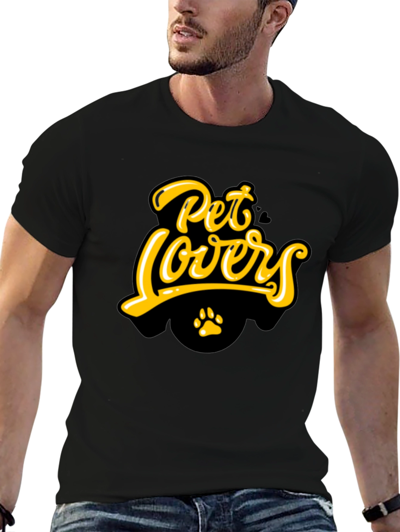 Pet Lovers T-Shirt - Black Paw Print
