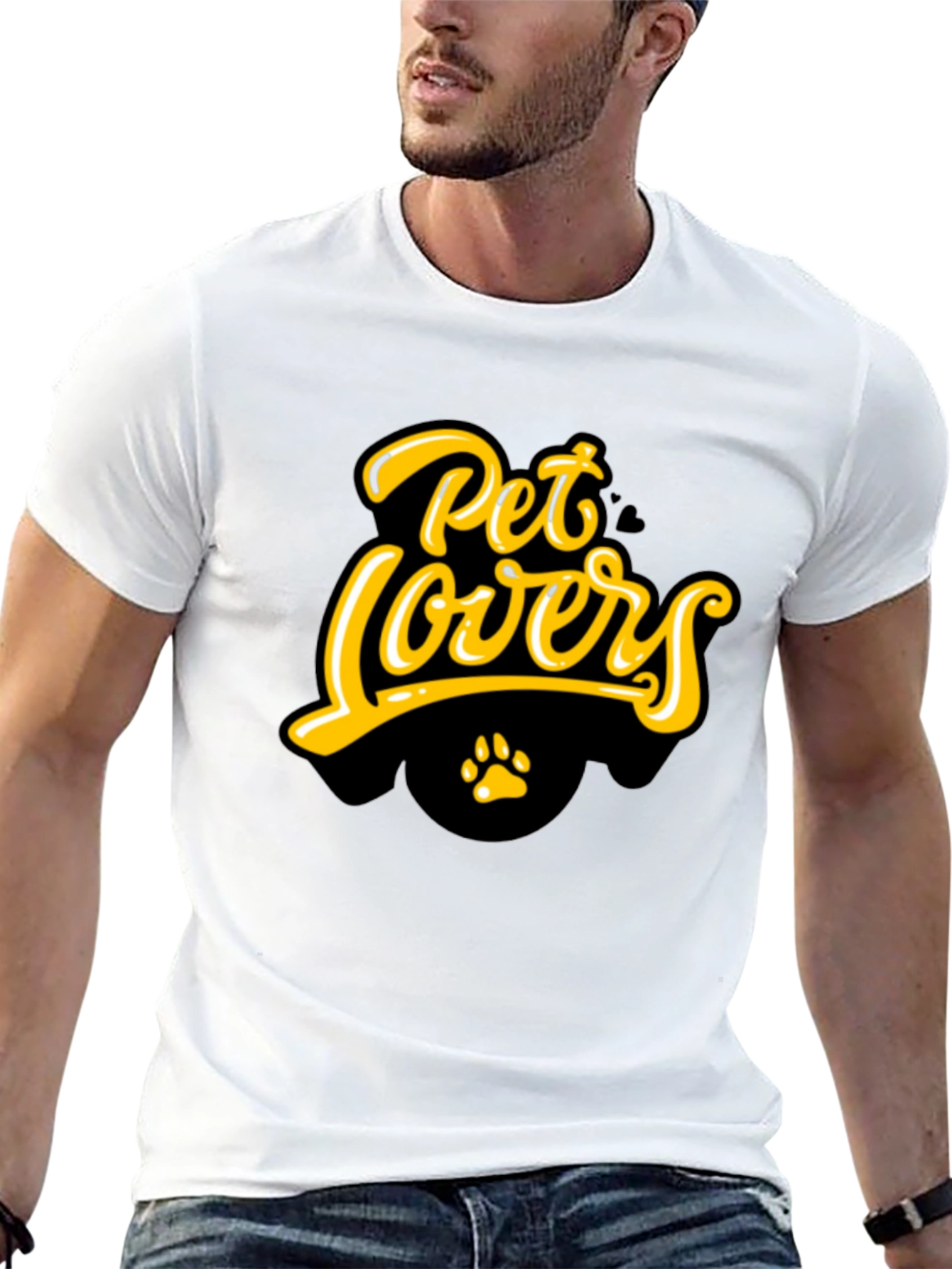 Pet Lovers T-Shirt - Black Paw Print