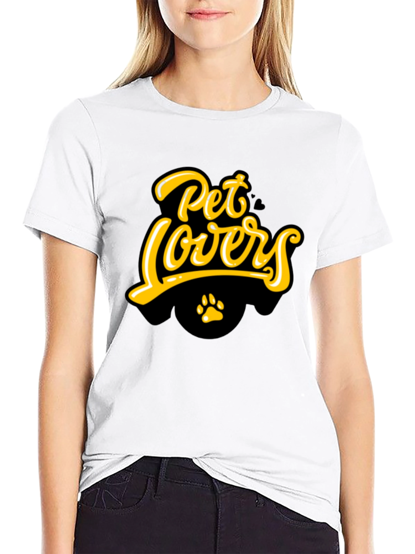 Pet Lovers T-Shirt - Black Paw Print