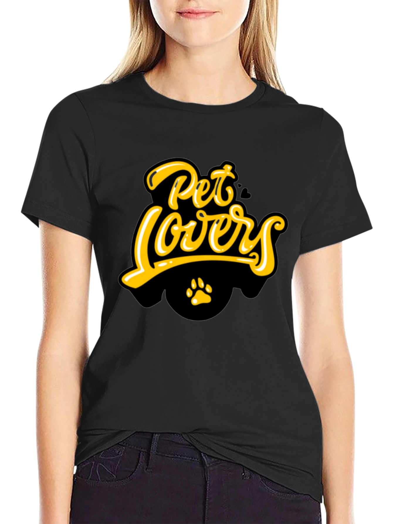 Pet Lovers T-Shirt - Black Paw Print