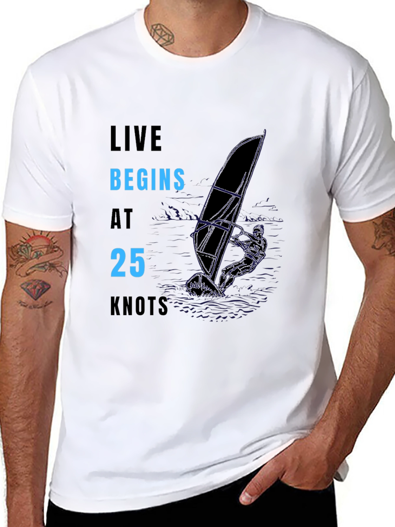 Live Begins at 25 Knots T-Shirt - Black