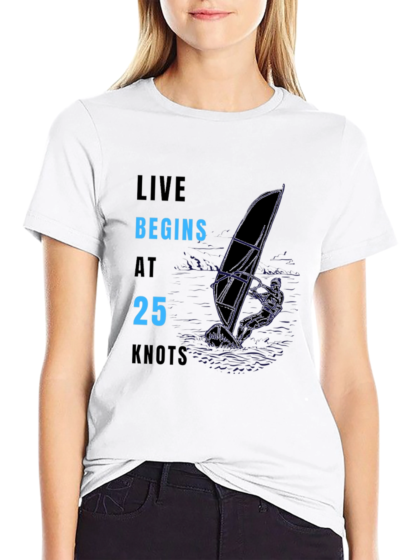 Live Begins at 25 Knots T-Shirt - Black