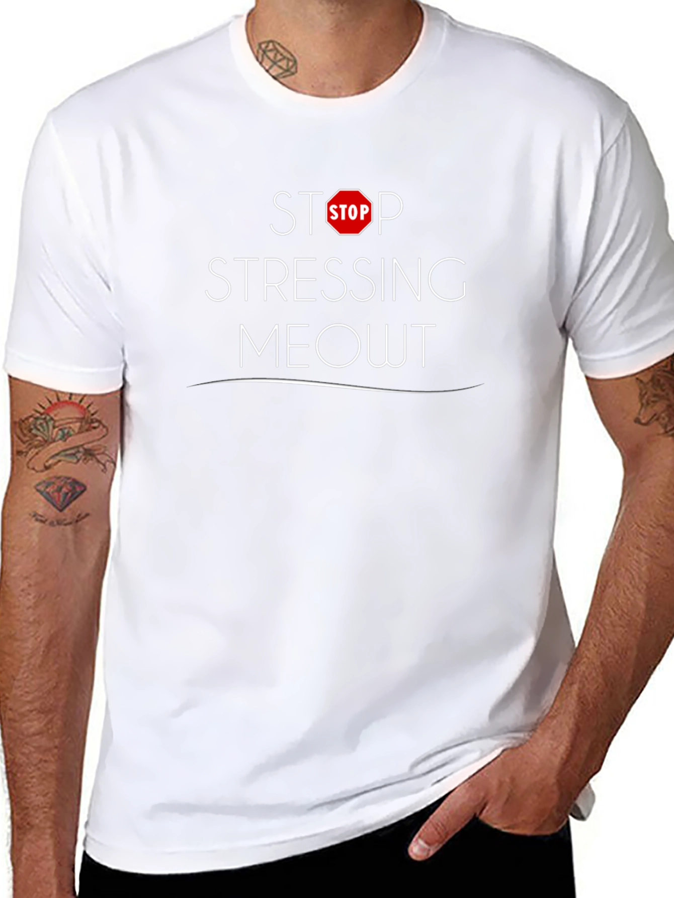 Stop Stressing Meowt Black Graphic Tee