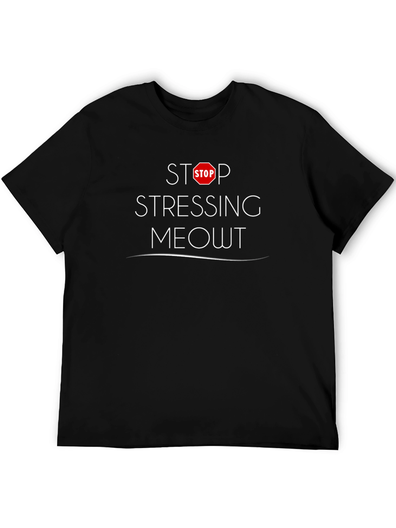Stop Stressing Meowt Black Graphic Tee