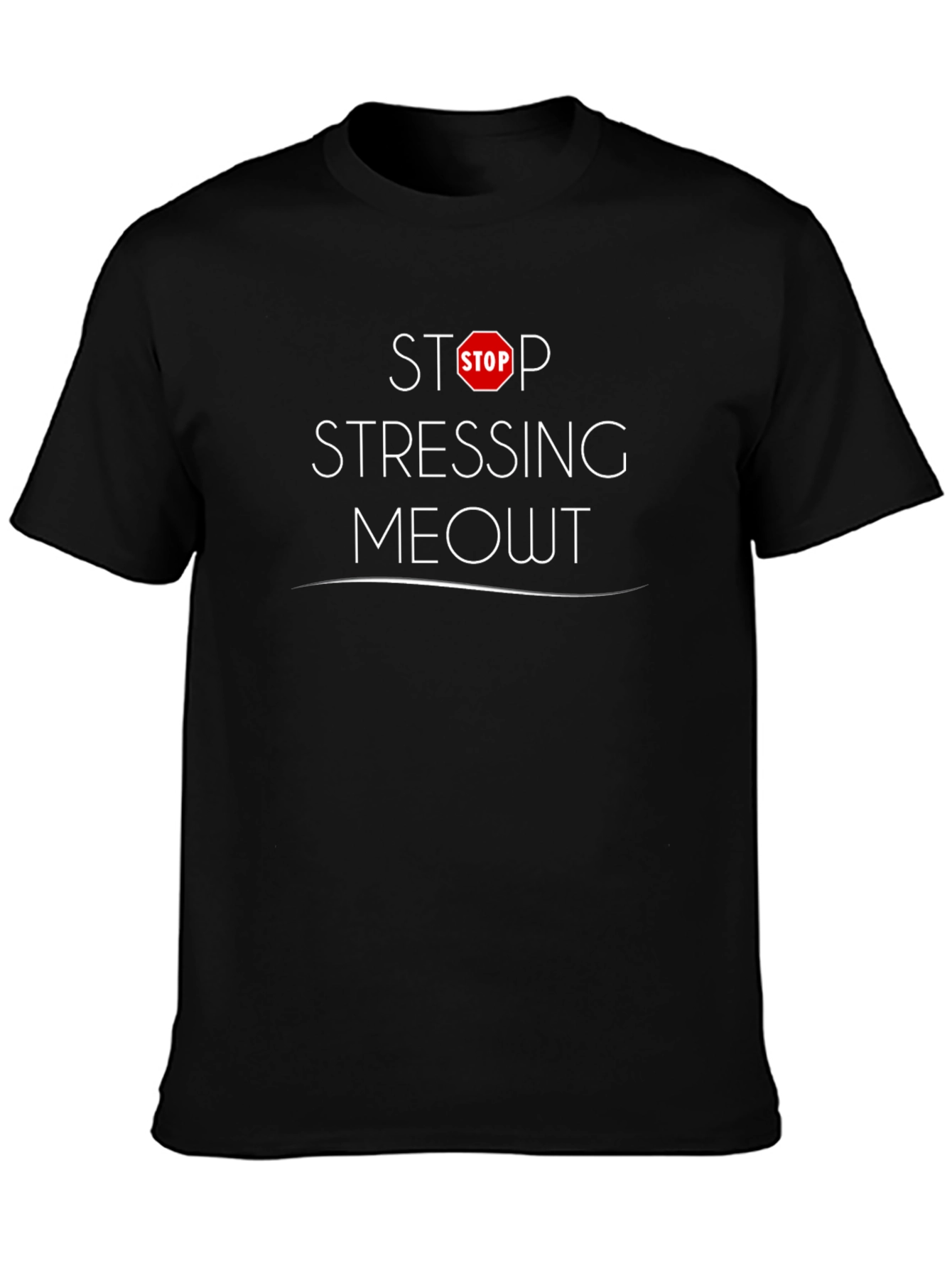 Stop Stressing Meowt Black Graphic Tee